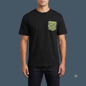 Mighty Healthy Shirt Mens XXL Black Short Sleeve Camo Pocket Graphic Skate Tee